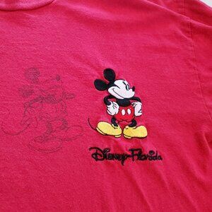 Red Embroidered Mickey Mouse Disney T-Shirt size XL
